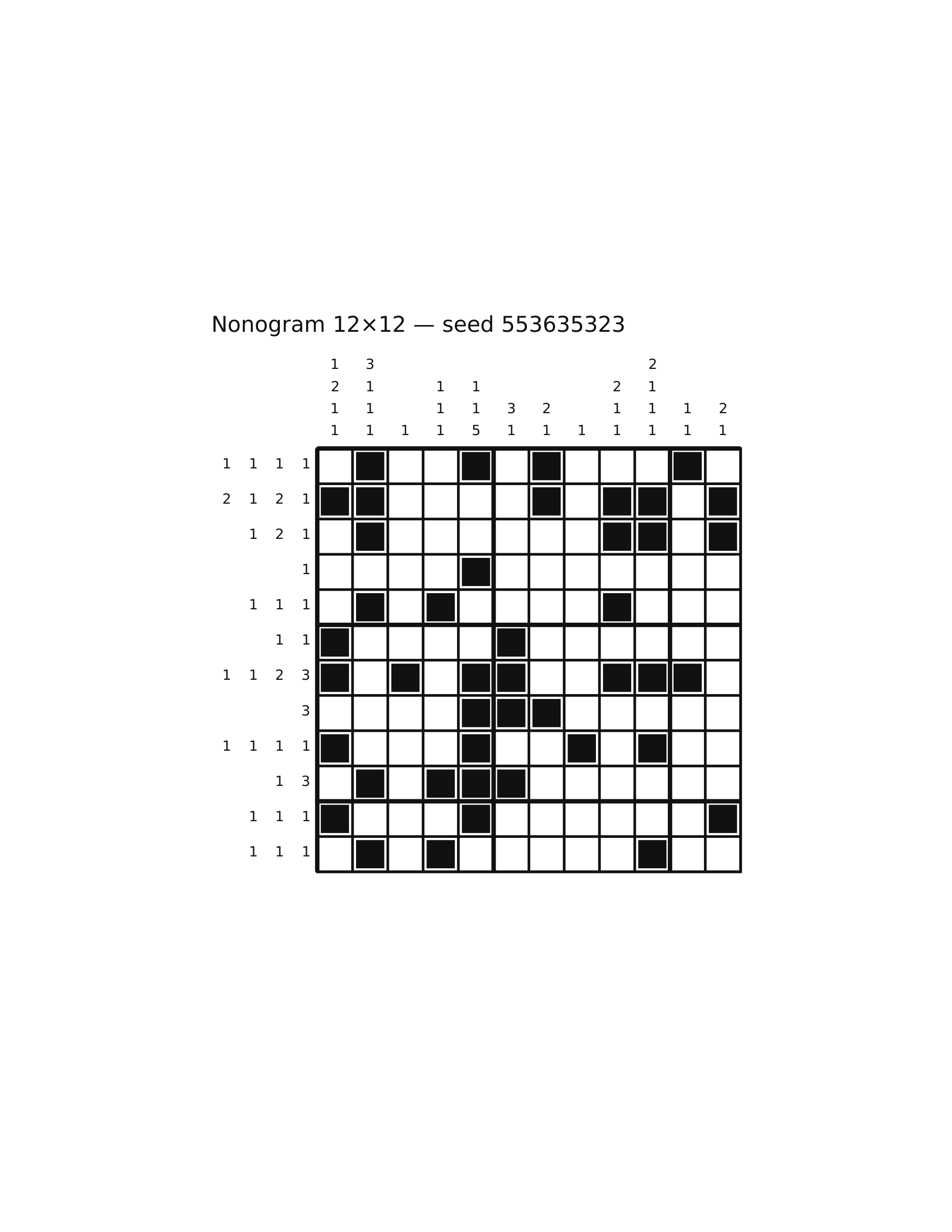 Nonogram 12×12 #75 — solution