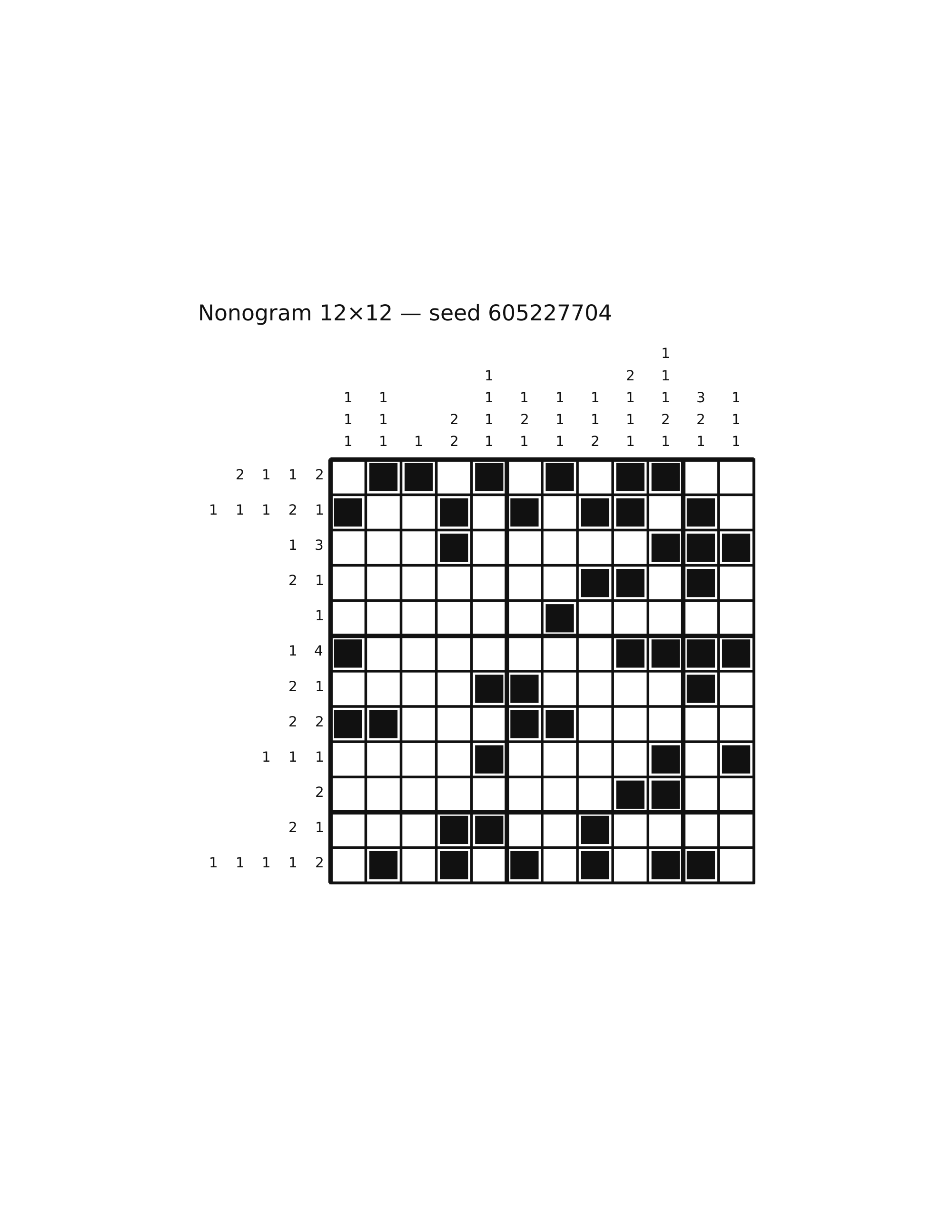 Nonogram 12×12 #25 — solution