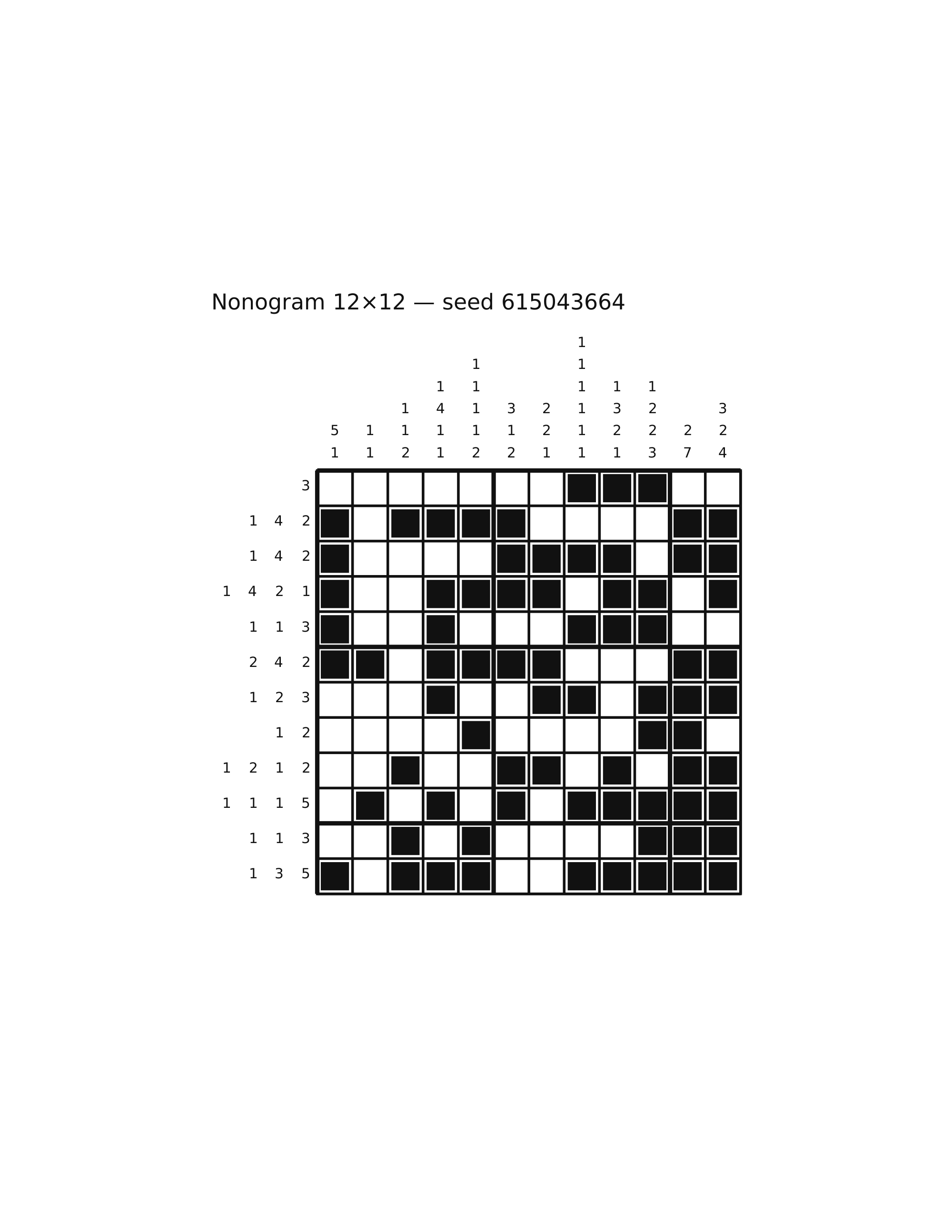 Nonogram 12×12 #82 — solution