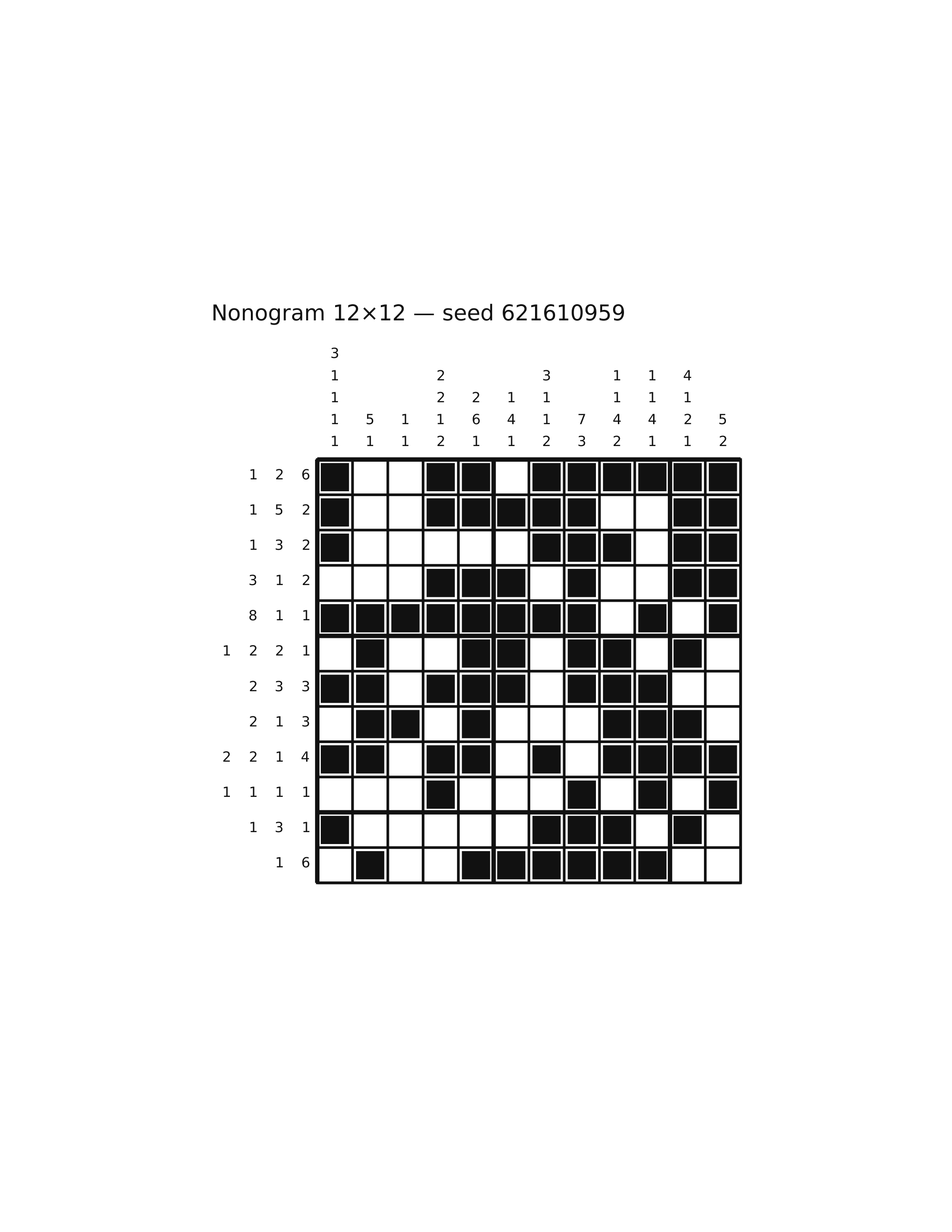 Nonogram 12×12 #51 — solution