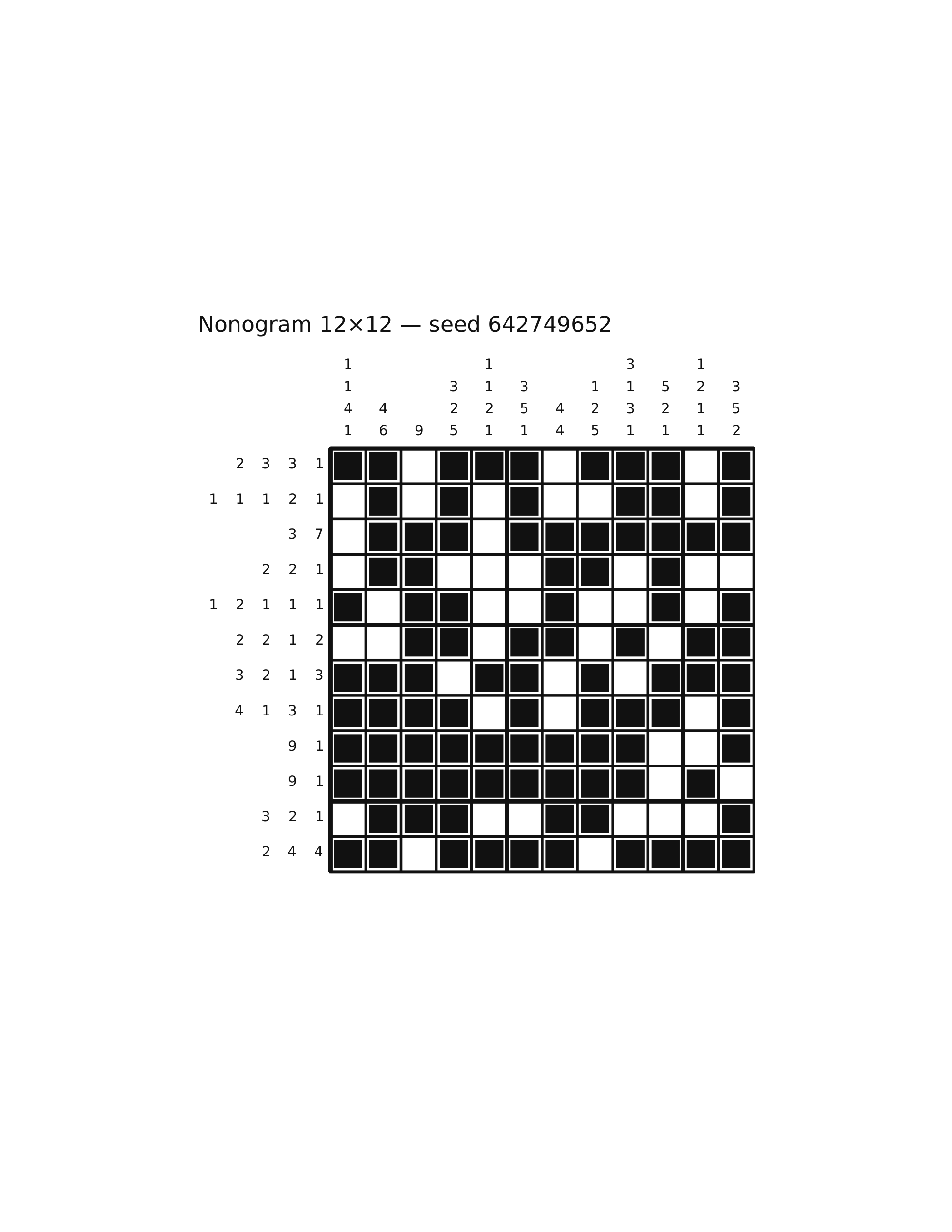 Nonogram 12×12 #53 — solution