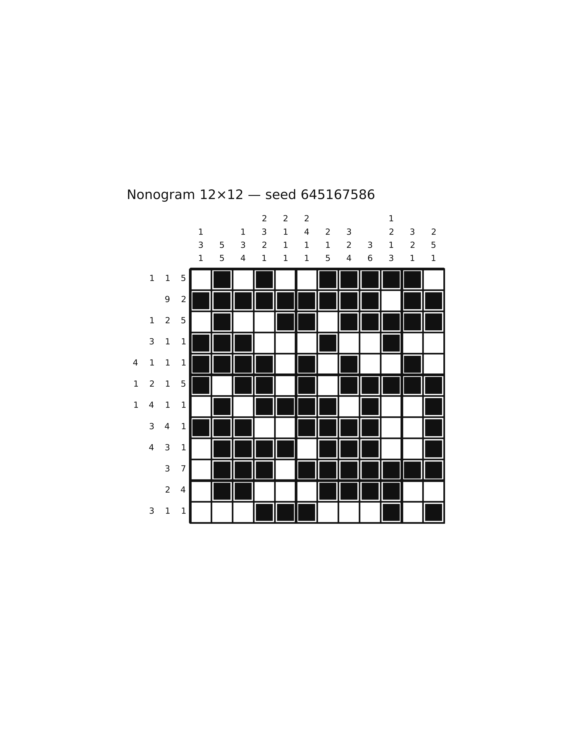 Nonogram 12×12 #52 — solution