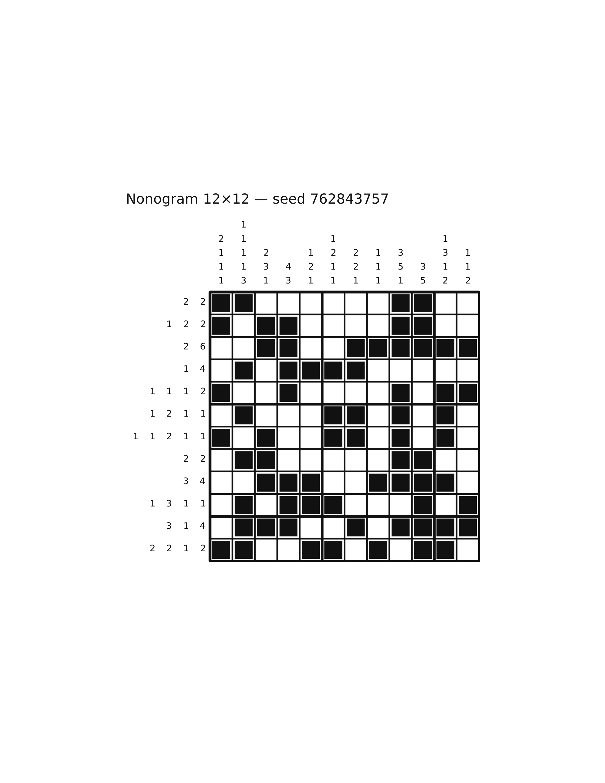 Nonogram 12×12 #73 — solution