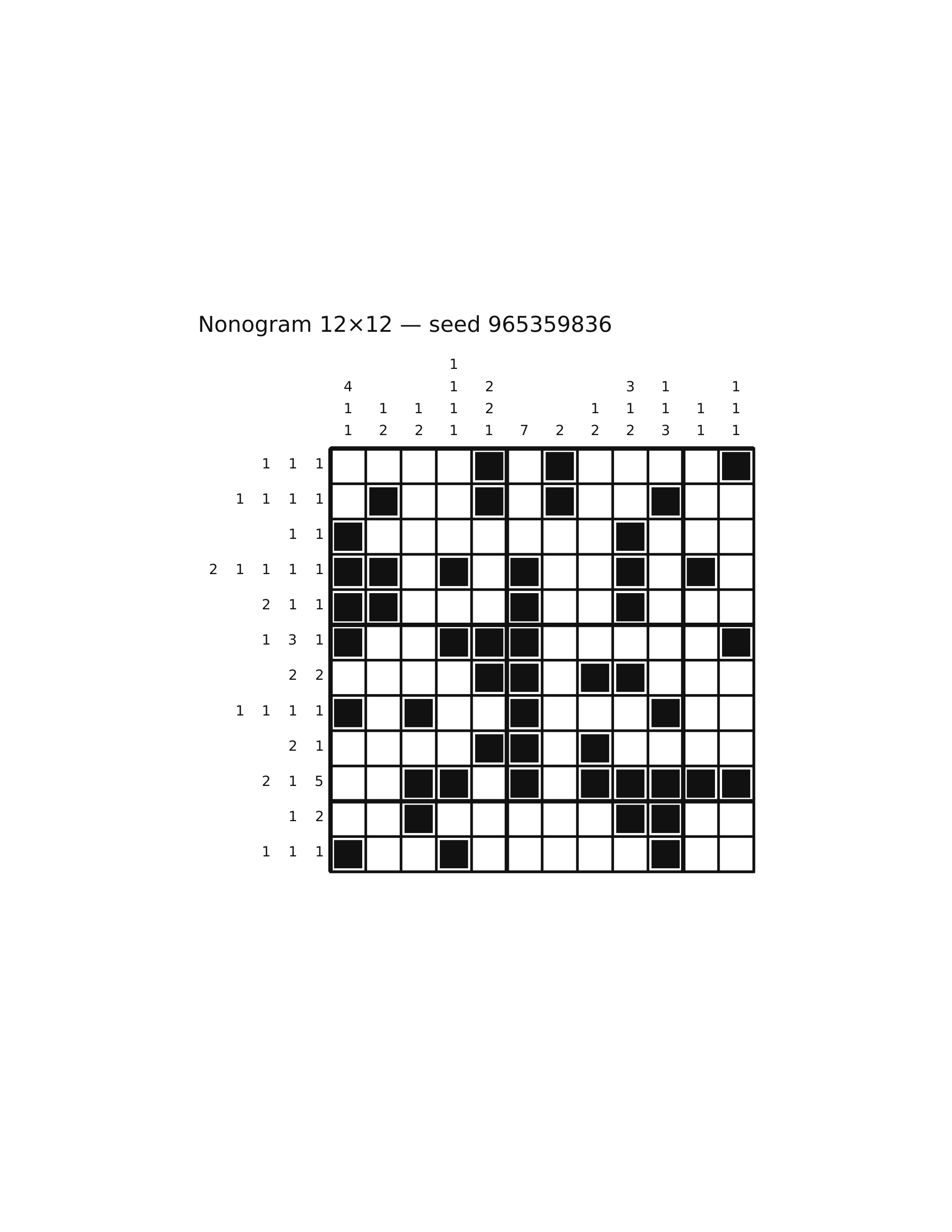 Nonogram 12×12 #73 — solution