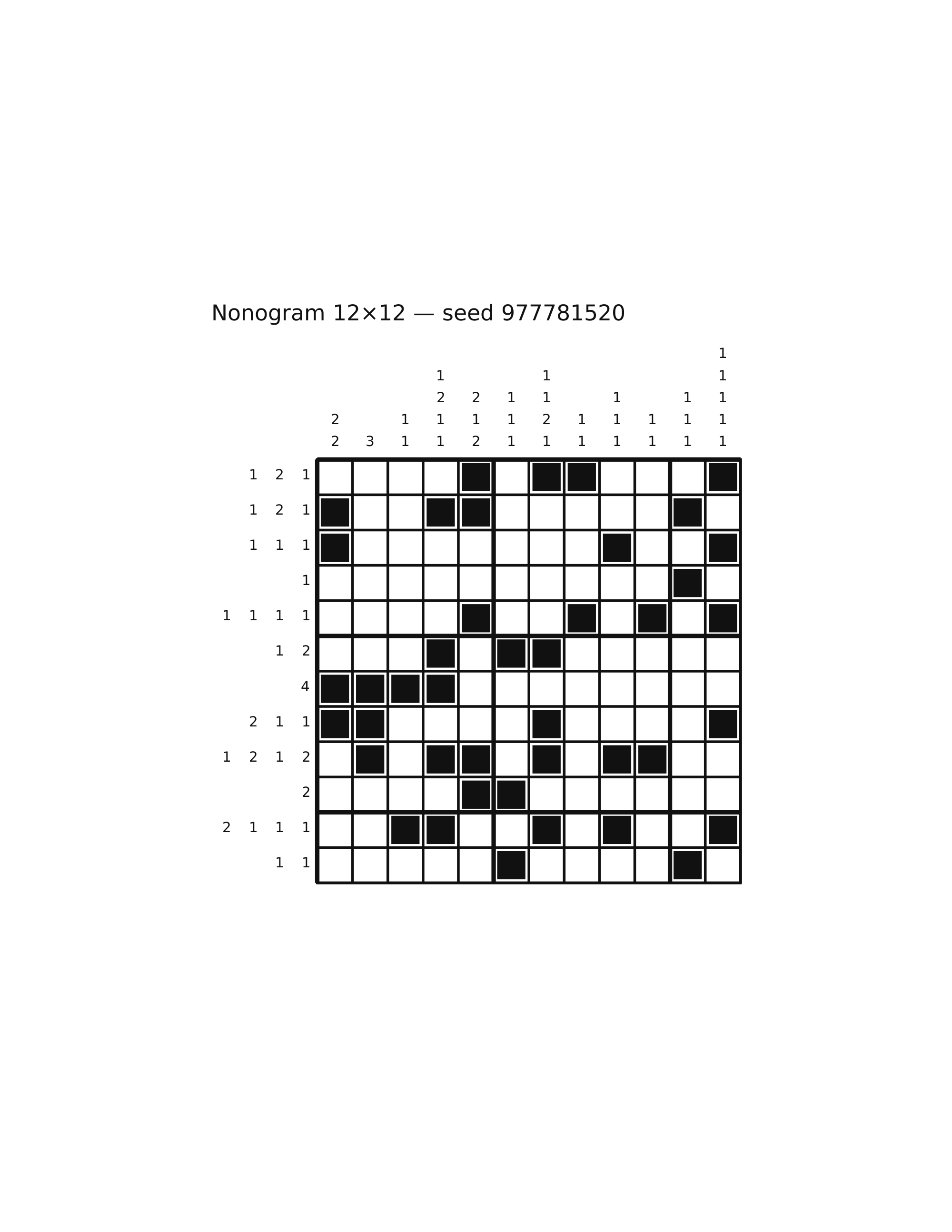 Nonogram 12×12 #73 — solution
