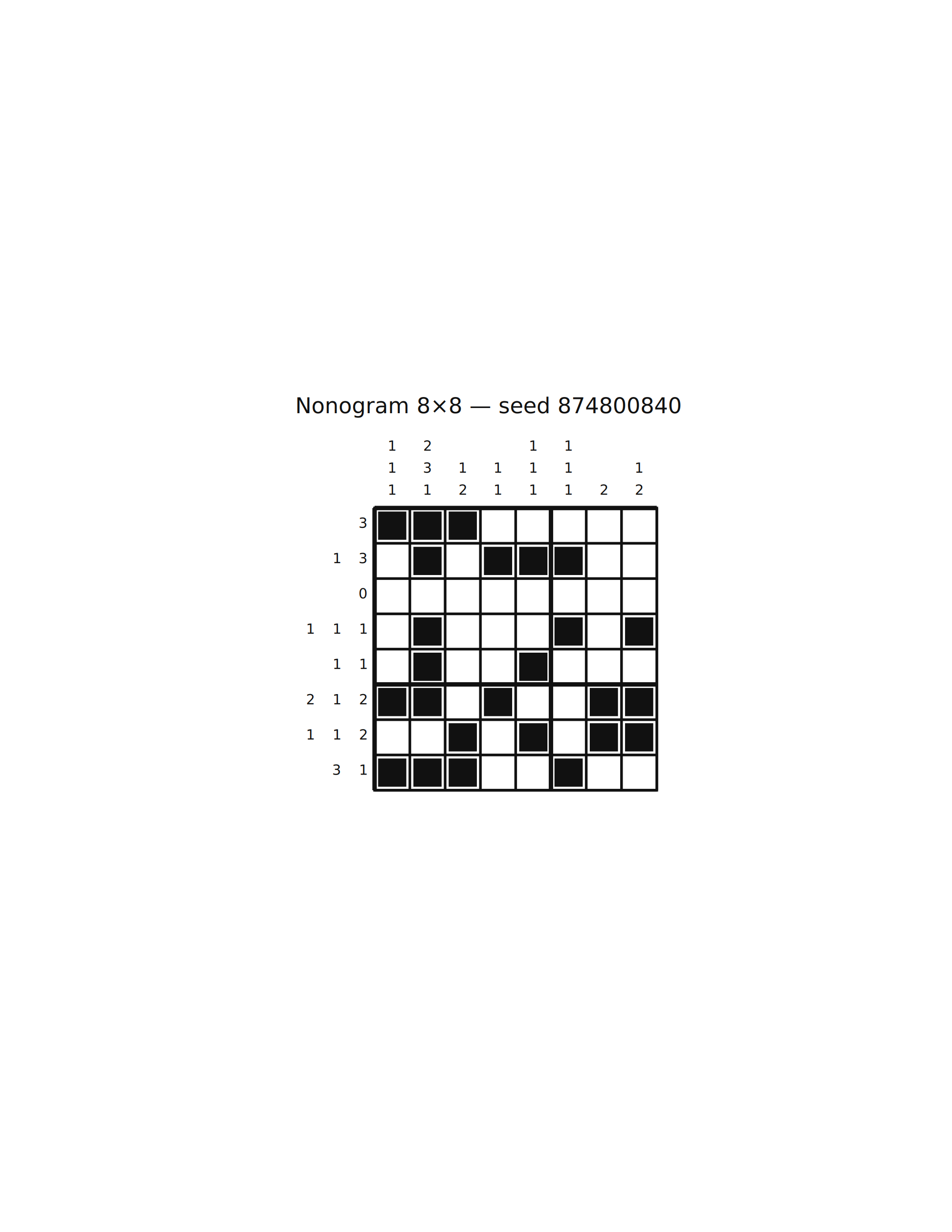 Nonogram 8×8 #1 — solution