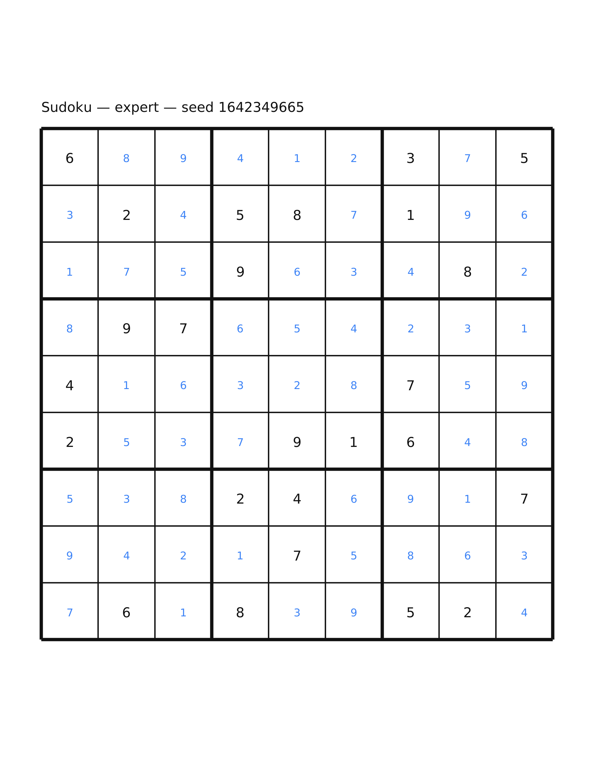 Sudoku — expert #62 — solution