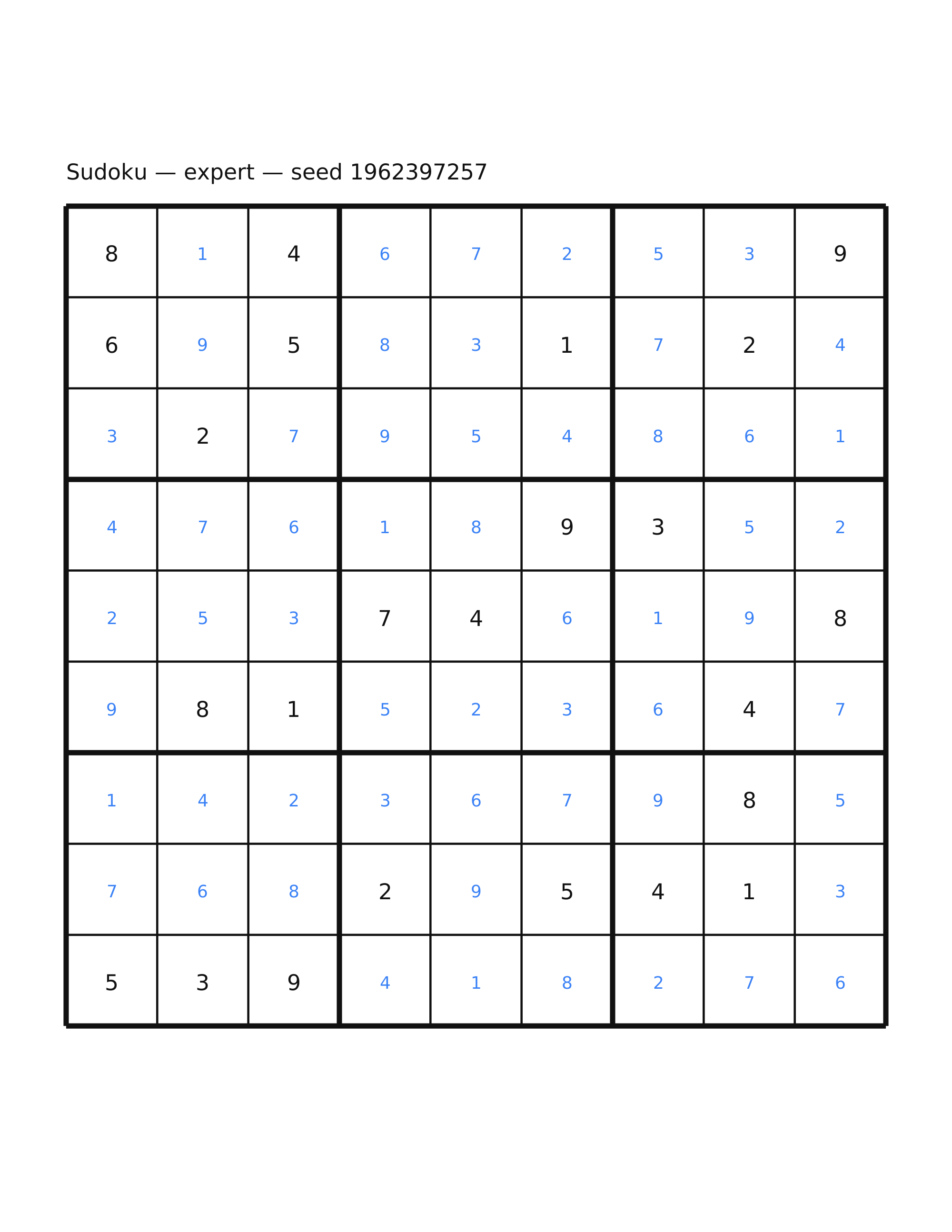 Sudoku — expert #52 — solution