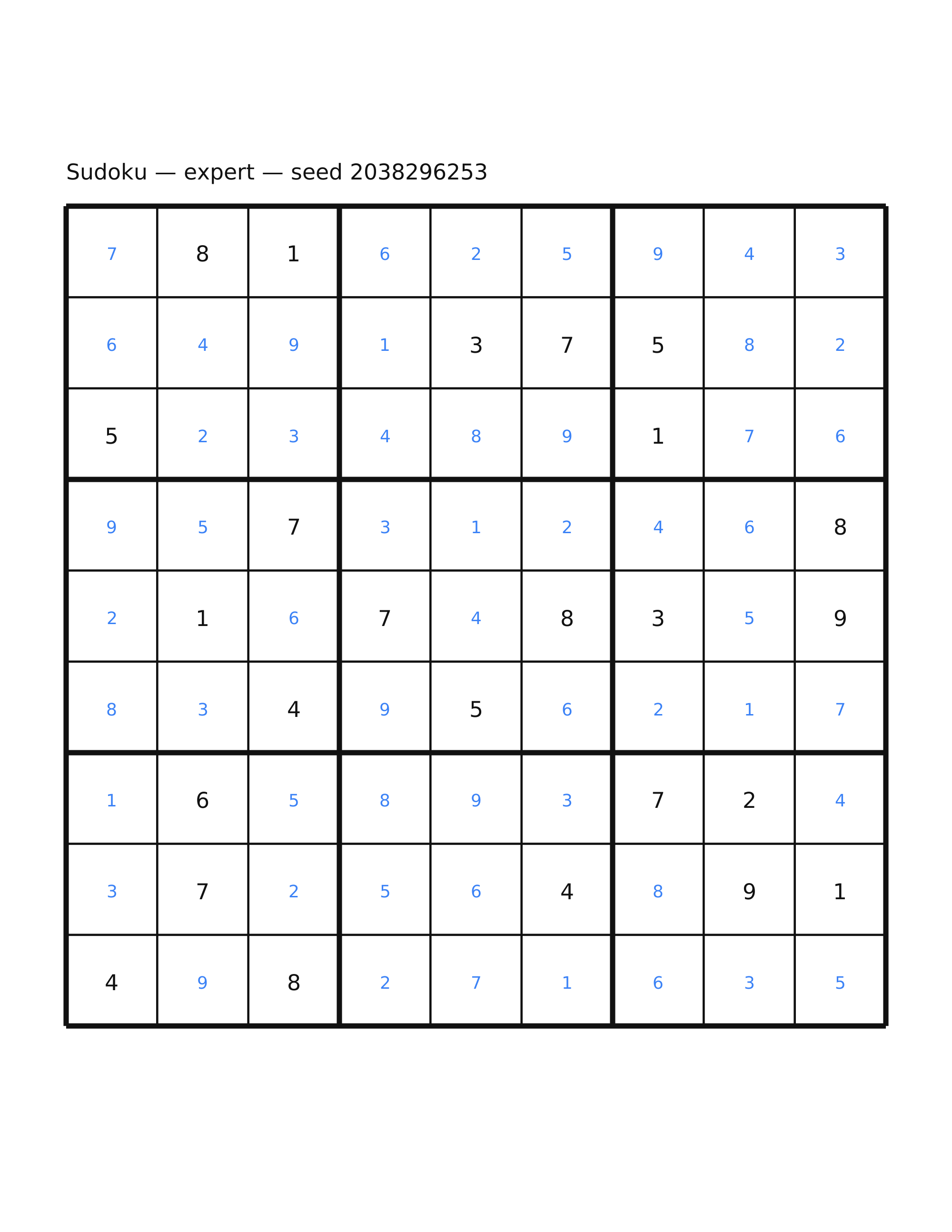 Sudoku — expert #54 — solution
