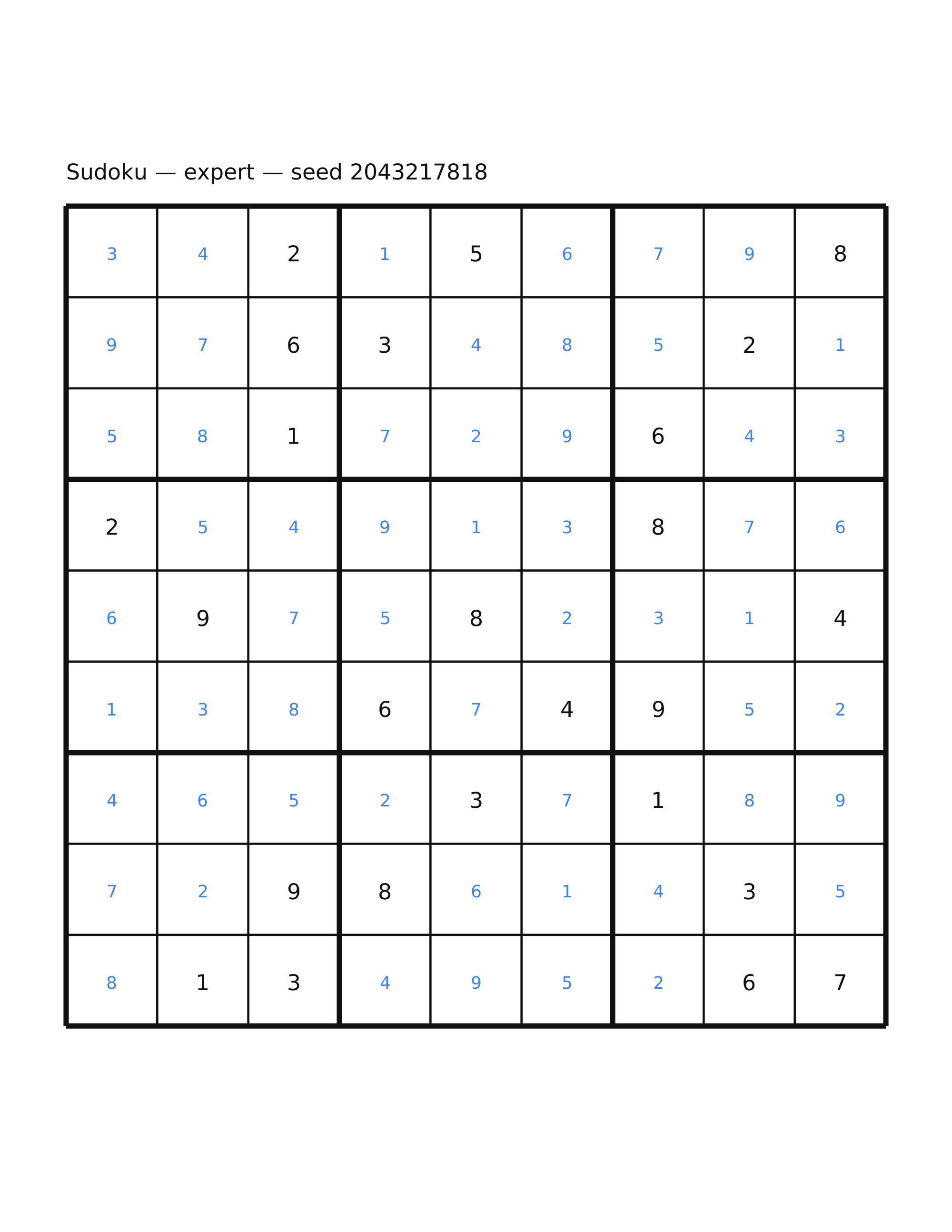 Sudoku — expert #61 — solution