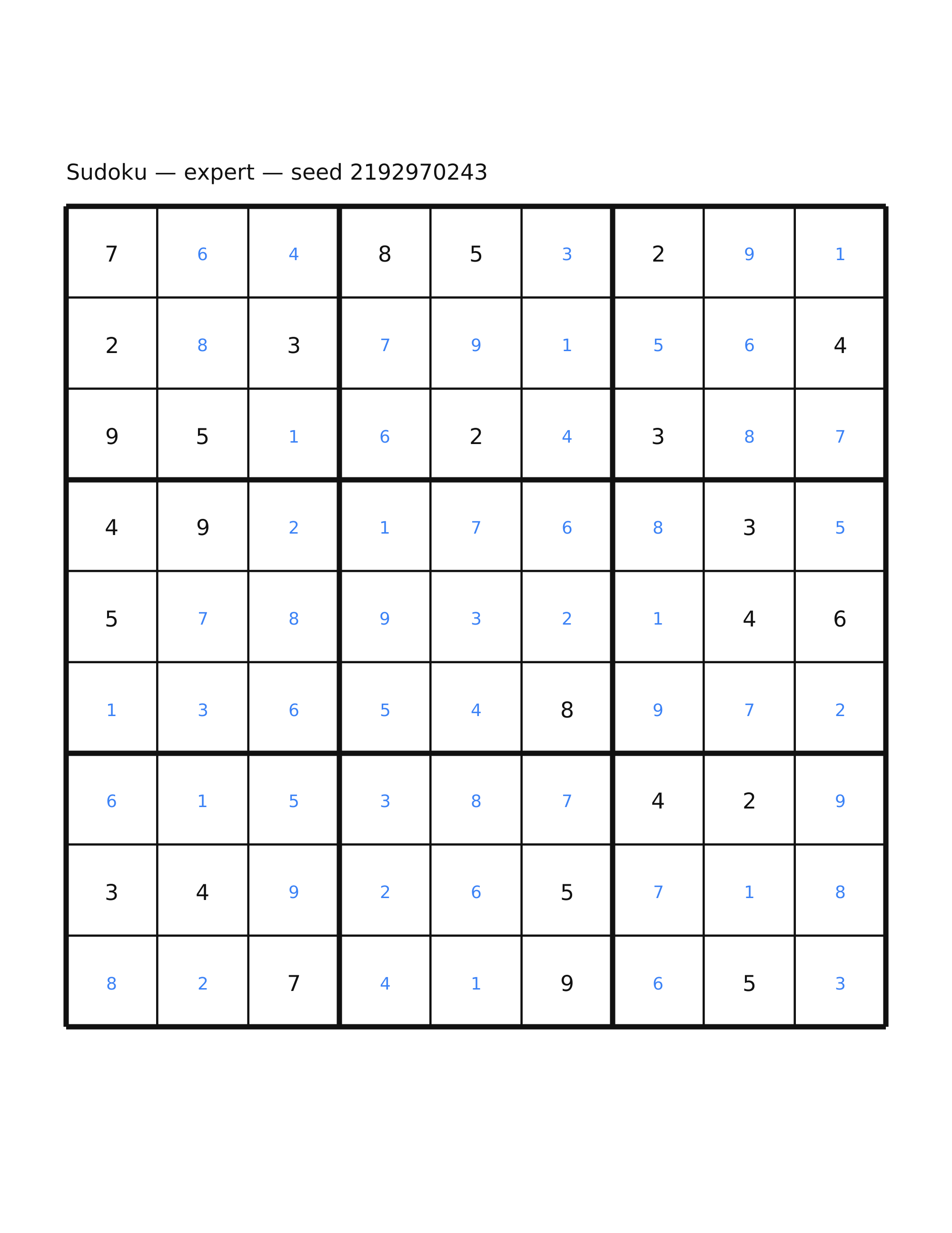 Sudoku — expert #52 — solution