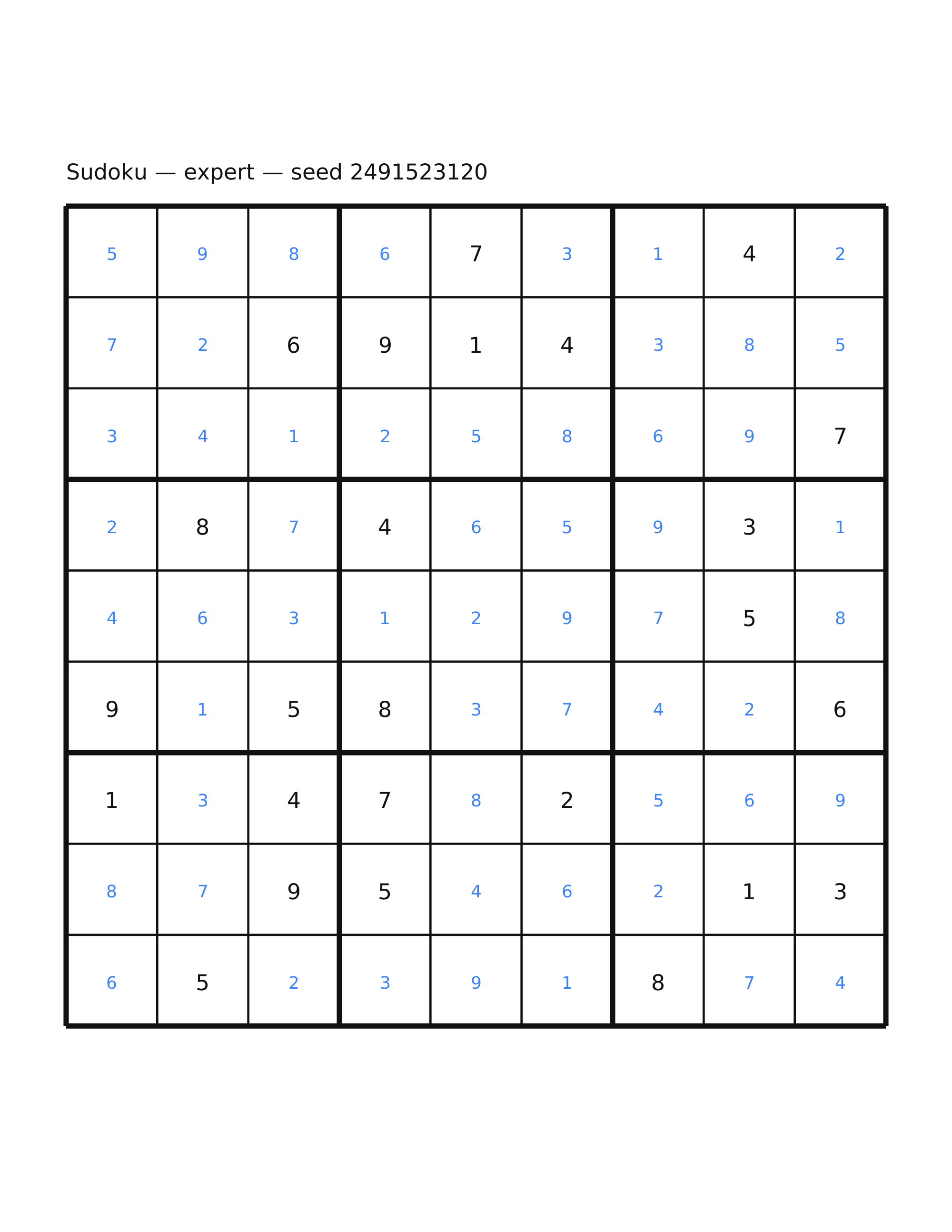Sudoku — expert #60 — solution