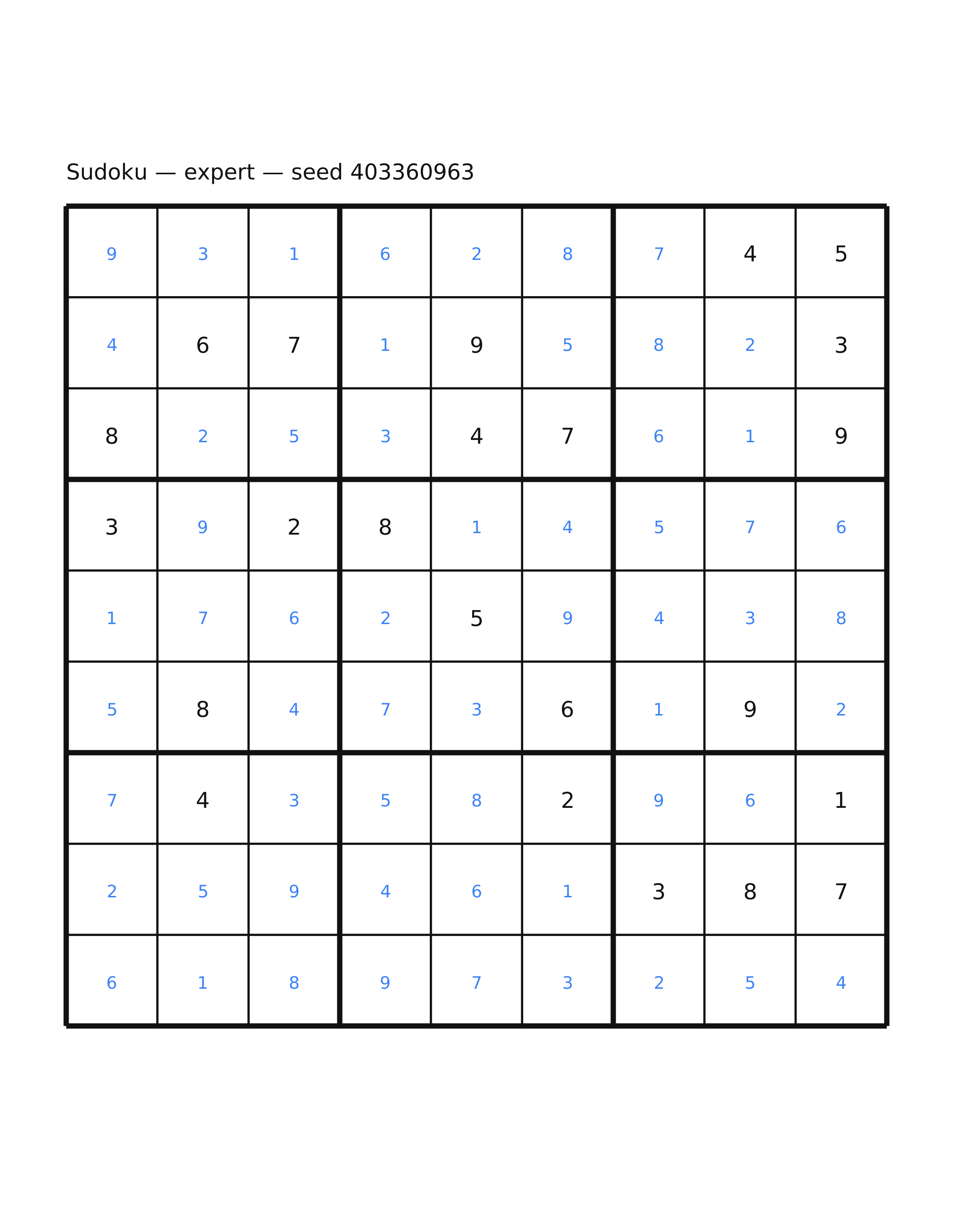 Sudoku — expert #66 — solution