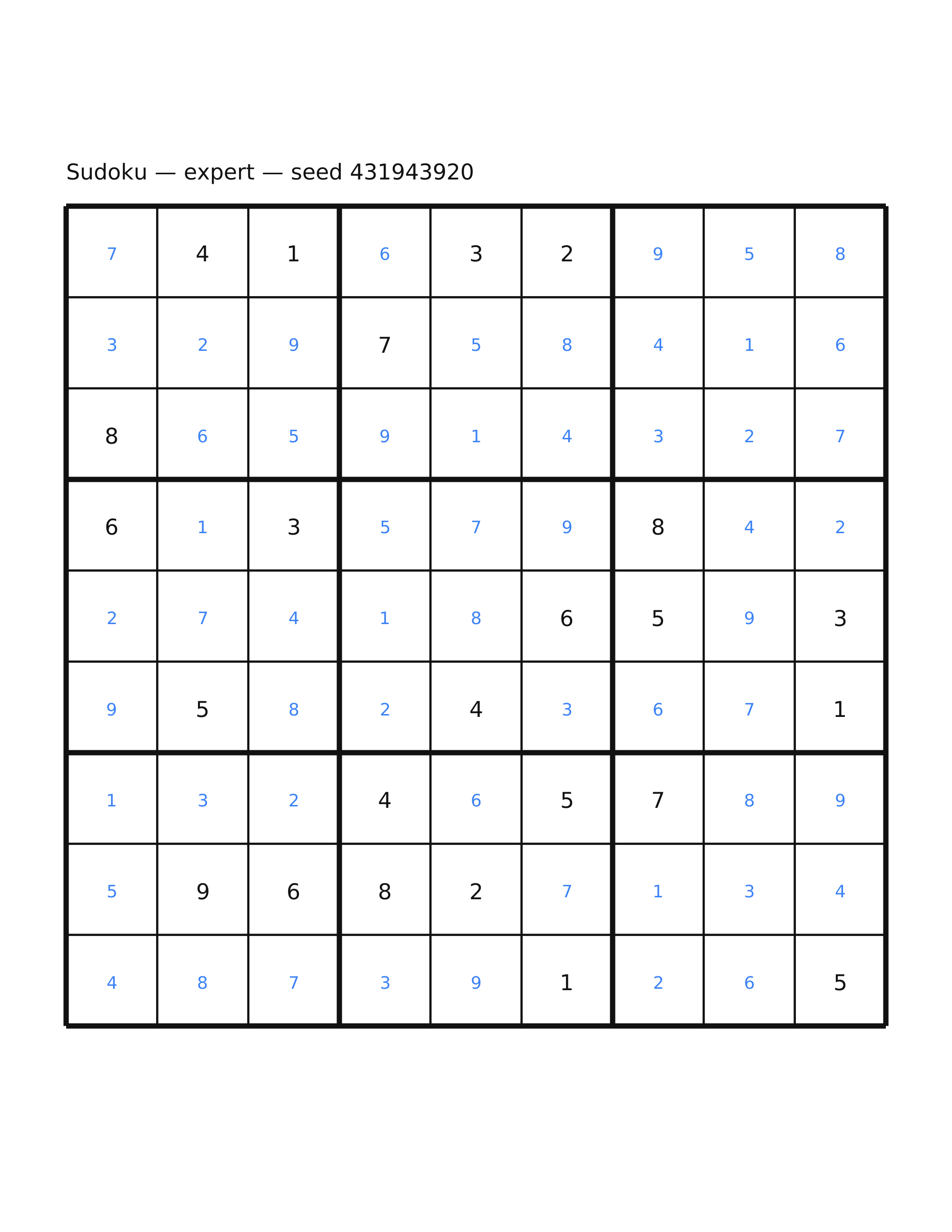 Sudoku — expert #61 — solution