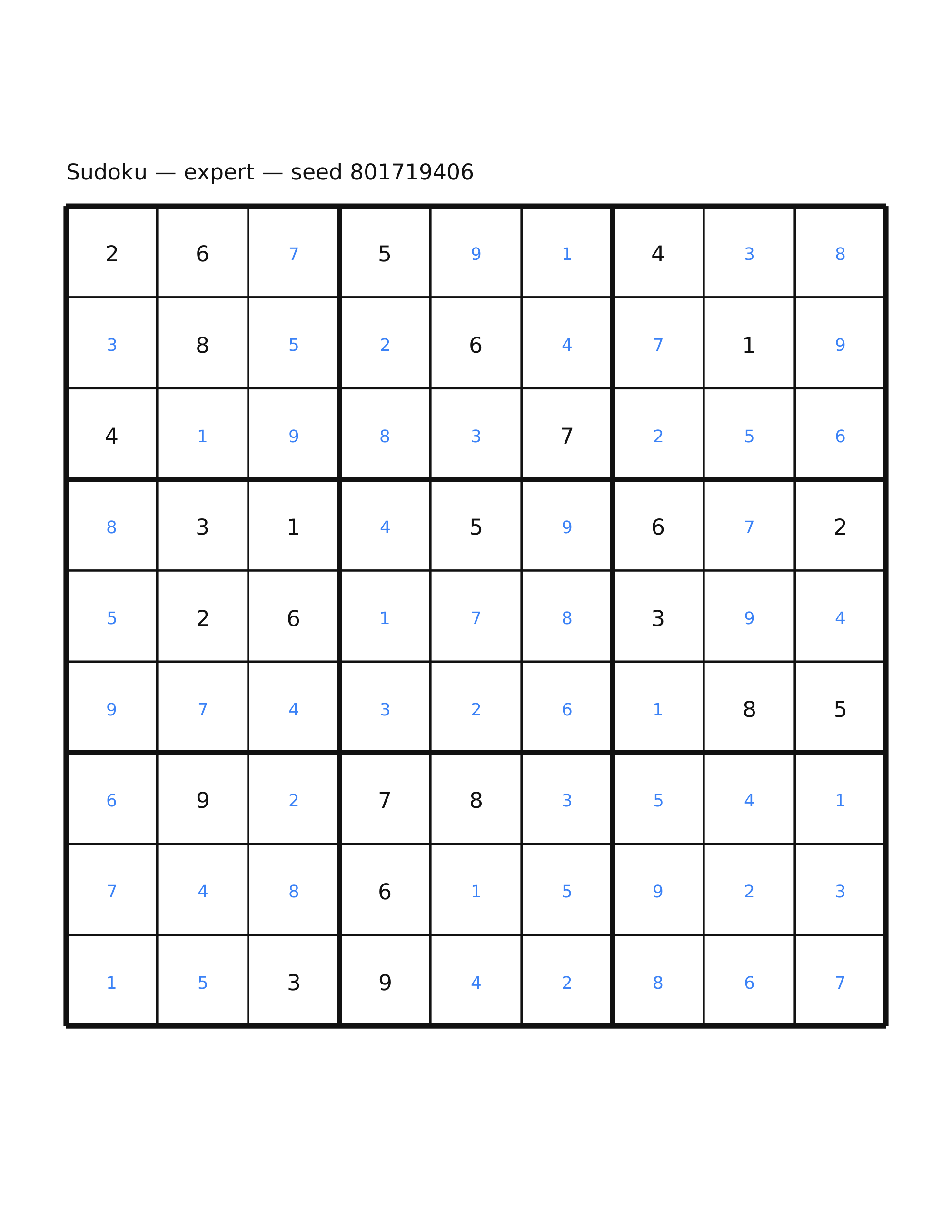 Sudoku — expert #67 — solution