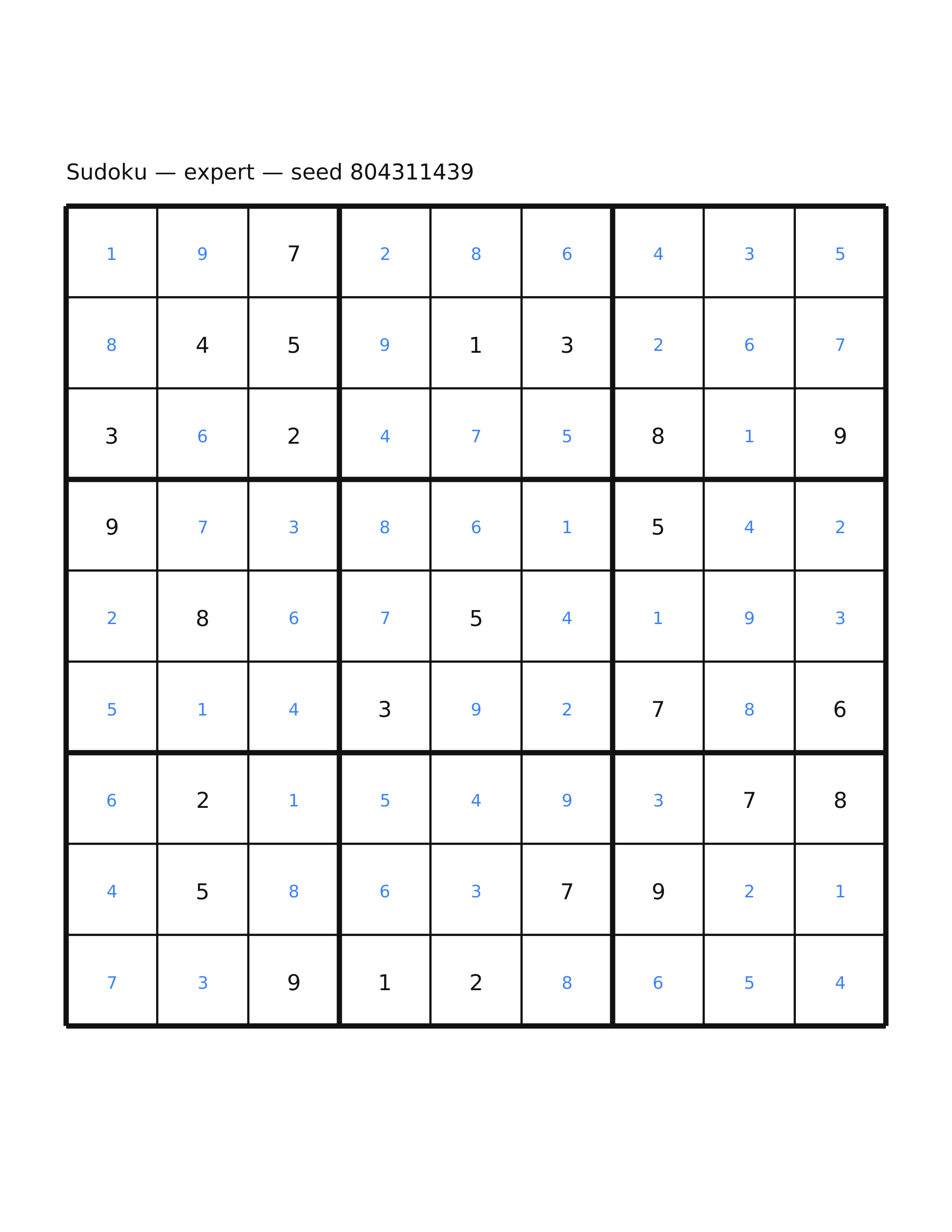 Sudoku — expert #62 — solution